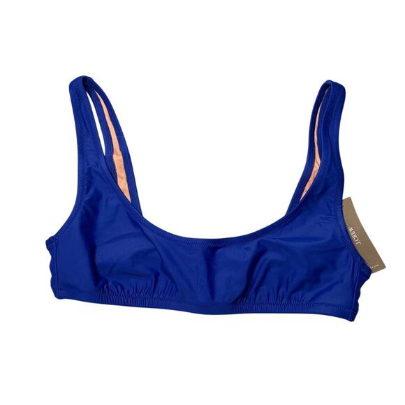 J.Crew Heritage Scoop Neck Bikini Top Blue Swimwear Medium NWT - Picture 1 of 3